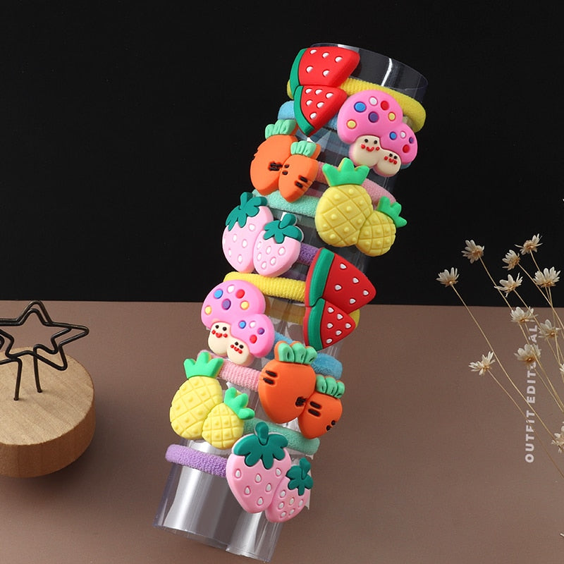 10PCS/Set Girls Cute Hair bands Elastic Rubber Band Headwear Hair Accessories Kids Cartoon Animals Headband Ornaments Gift