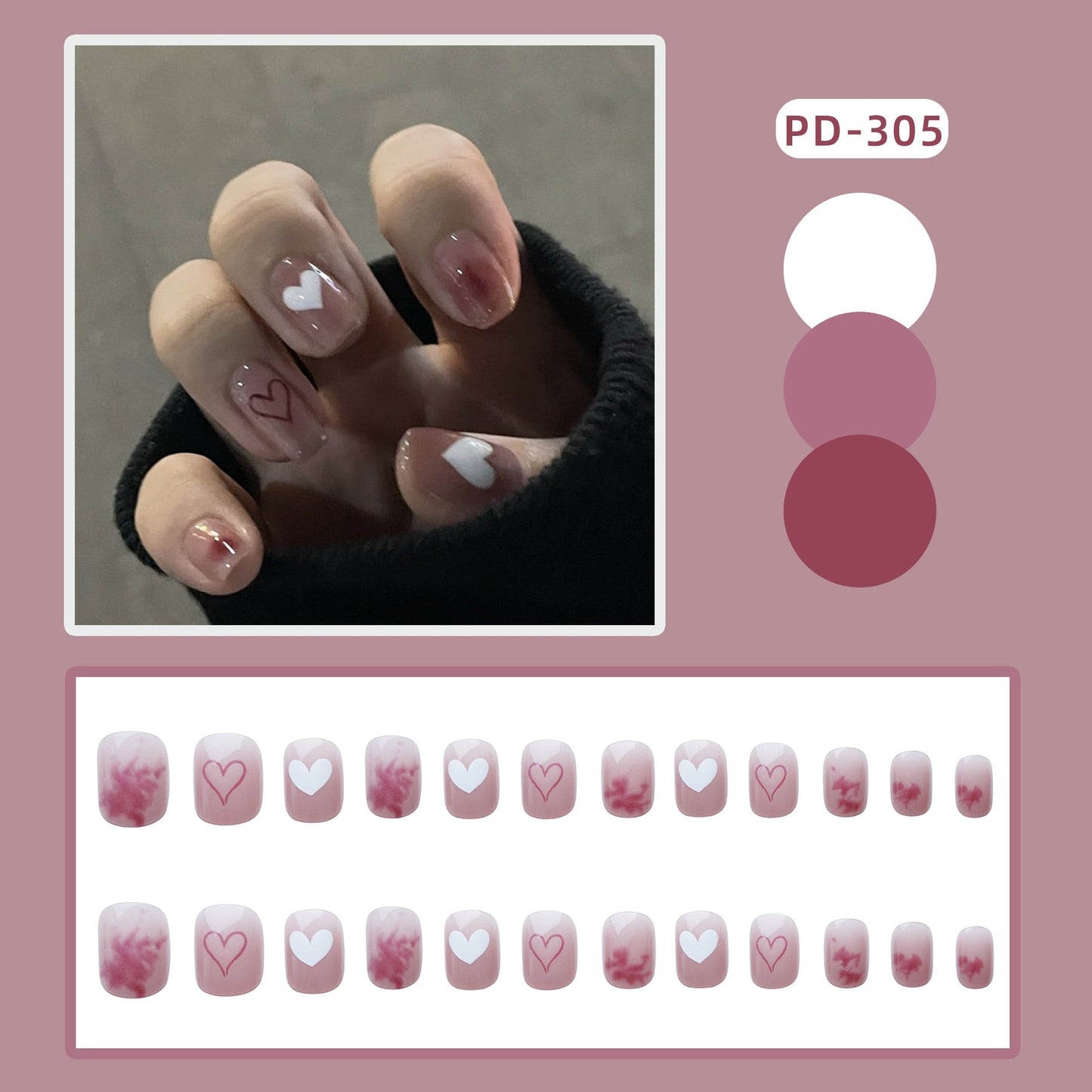 24pcs/box Christmas Fake Nails Style Art Nail Tips Press on False with Glue Designs Set Full Cover Artificial Short Fingernails