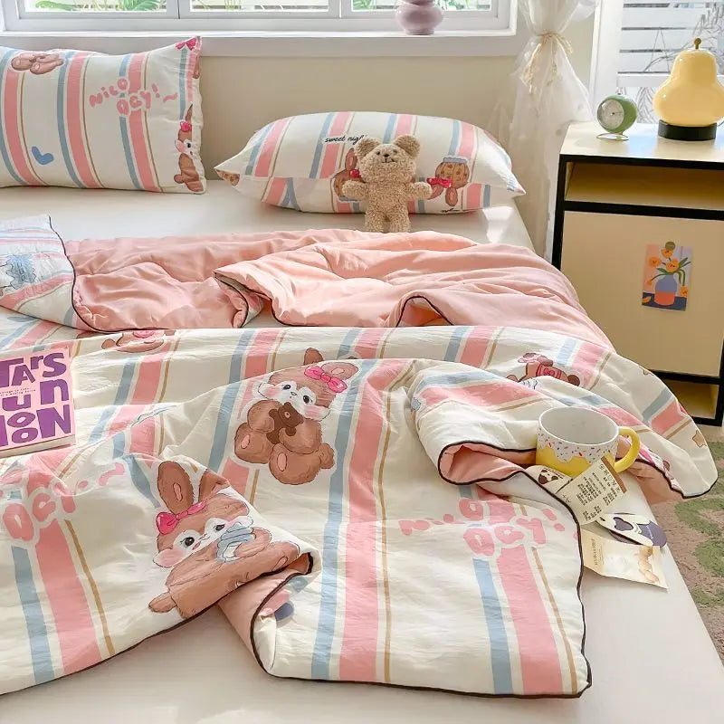 Yeknu Summer Quilt Air Conditioning Quilt Flower Girl Heart Class A  Double Layer Yarn Summer Cool  Soft Machine Washable