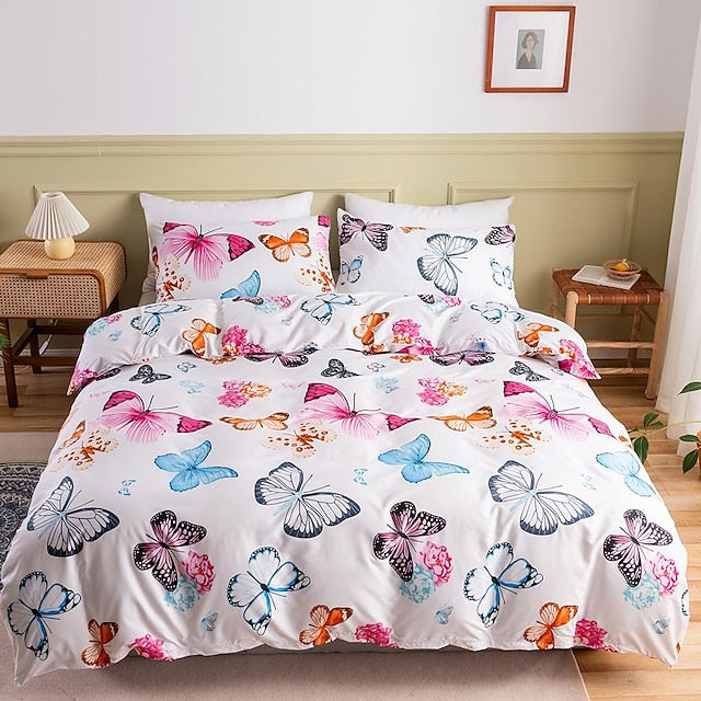 Yeknu Botanical Duvet Cover Bedding Sets Comforter Cover with 1 Duvet Cover or Coverlet,1Sheet,2 Pillowcases for Double/Queen/King(1 Pillowcase for Twin/Single)