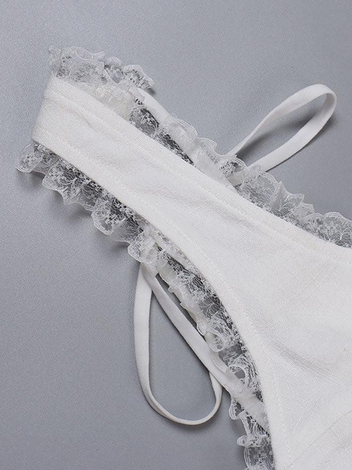 Lace Trim Ruffle Crop Tank Top