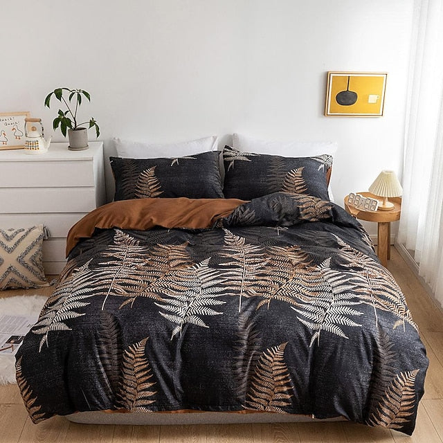 Yeknu Botanical Duvet Cover Bedding Sets Comforter Cover with 1 Duvet Cover or Coverlet,1Sheet,2 Pillowcases for Double/Queen/King(1 Pillowcase for Twin/Single)