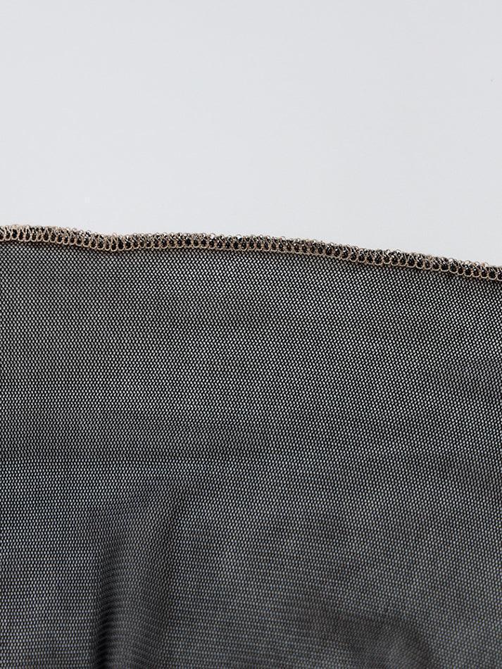 Mesh Long Sleeve Crop Blouse