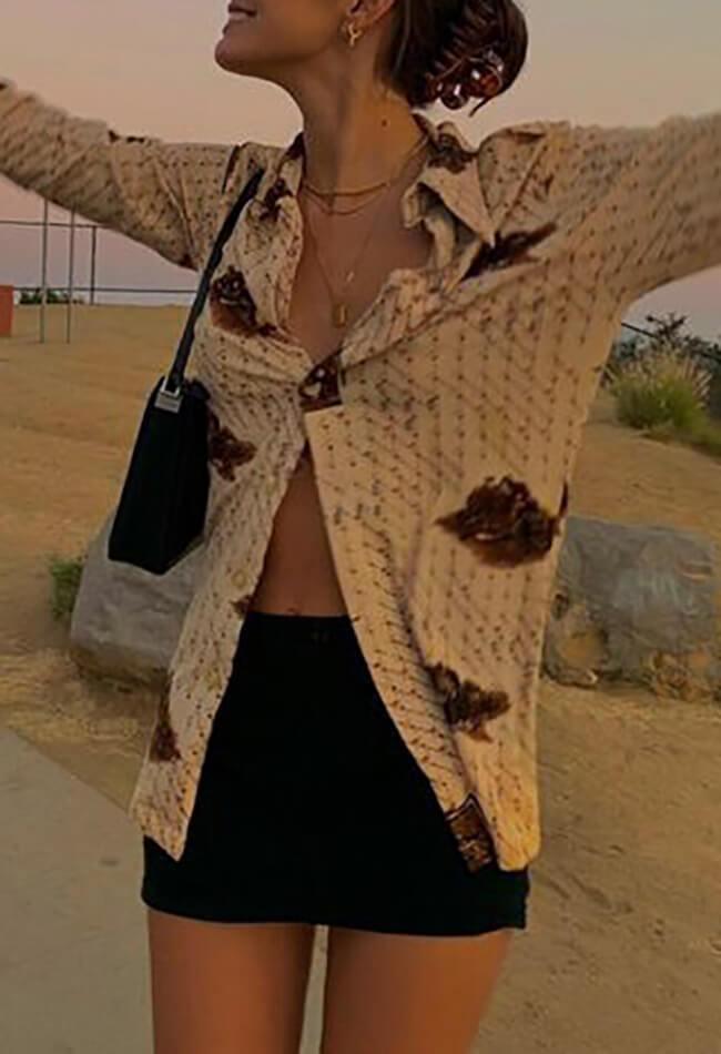 Printed Long Sleeve Blouse