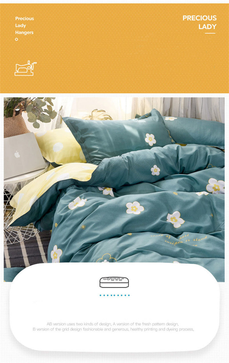 Yeknu Floral Printed Home Queen Bedding Set Soft Fresh Comfortable Duvet Cover Set with Sheets Quilt Covers Pillow Cases 3-4 Pcs Sets