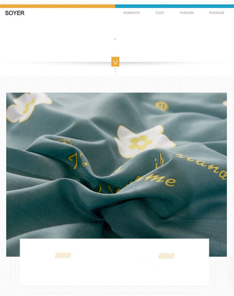 Yeknu Floral Printed Home Queen Bedding Set Soft Fresh Comfortable Duvet Cover Set with Sheets Quilt Covers Pillow Cases 3-4 Pcs Sets