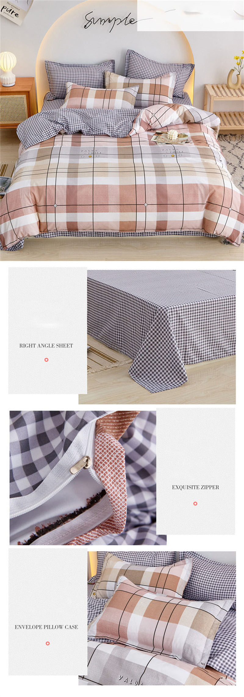 Yeknu Floral Printed Home Queen Bedding Set Soft Fresh Comfortable Duvet Cover Set with Sheets Quilt Covers Pillow Cases 3-4 Pcs Sets