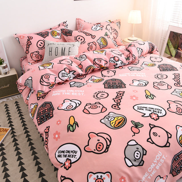 Yeknu Floral Printed Home Queen Bedding Set Soft Fresh Comfortable Duvet Cover Set with Sheets Quilt Covers Pillow Cases 3-4 Pcs Sets