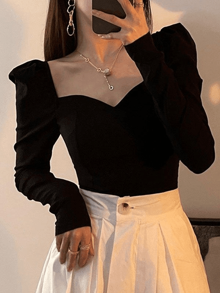 Ruched Puff Sleeve Blouse