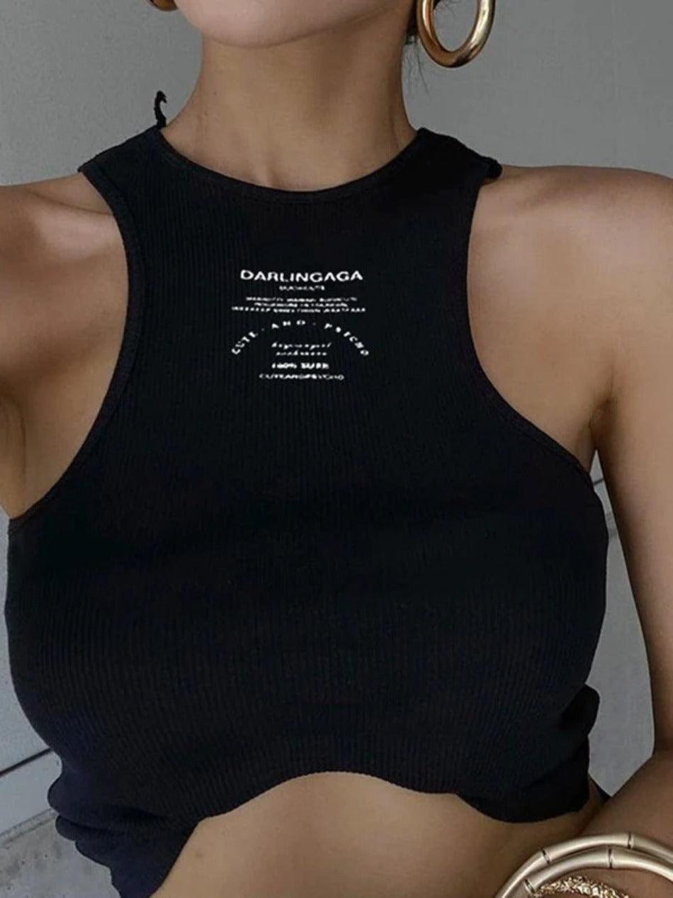 Logo Ribbed Cropped Tank Top