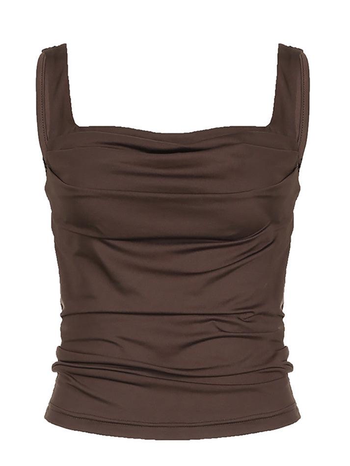 Ruched Square Neck Tank Top