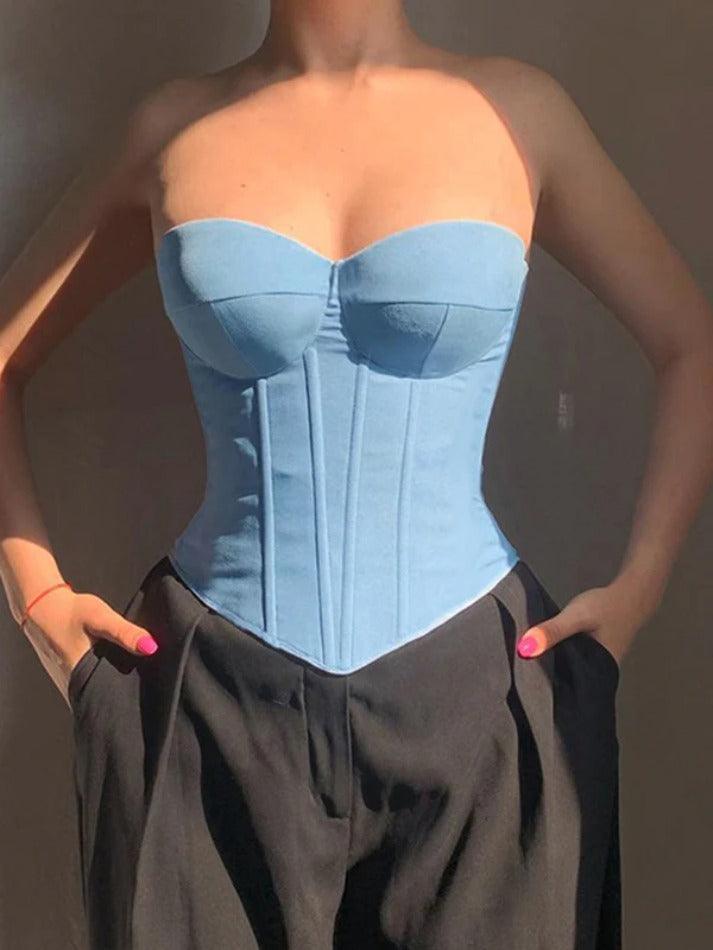 Solid Sweetheart Neck Corset Bandeau Top