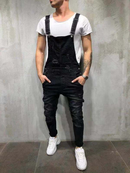 2025 2025 Popular trade denim ripped men's trousers New spot Popularan station new men's overalls factory direct sales