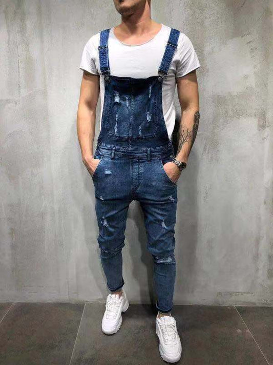 2025 2025 Popular trade denim ripped men's trousers New spot Popularan station new men's overalls factory direct sales