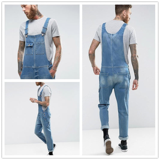 2025 2025 new denim overalls slim-fitting and thin men's trousers New exclusive for Popularan stations new men's overalls