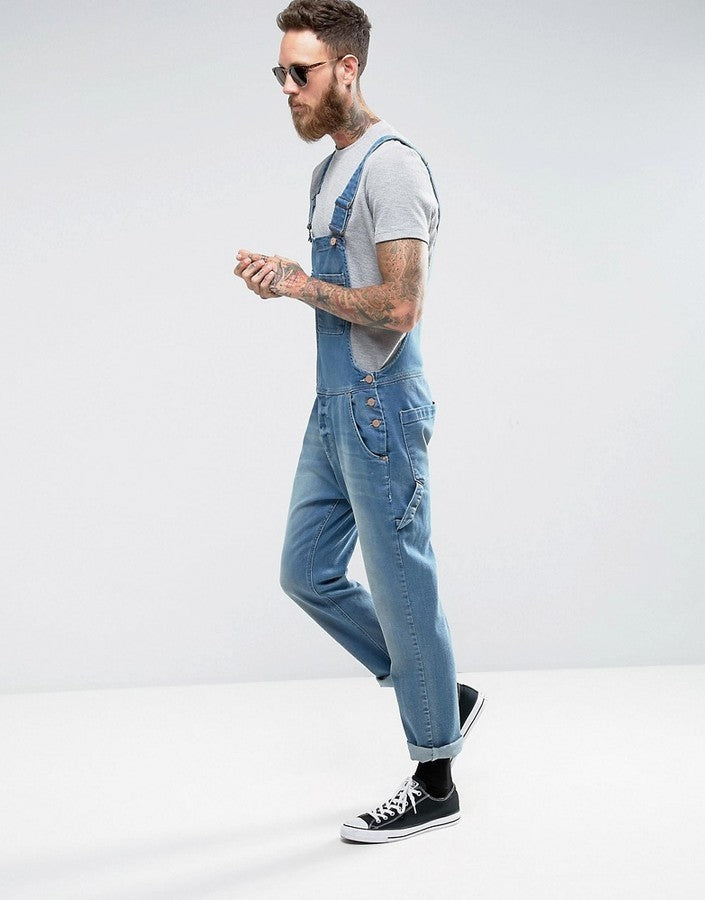2025 2025 new denim overalls slim-fitting and thin men's trousers New exclusive for Popularan stations new men's overalls