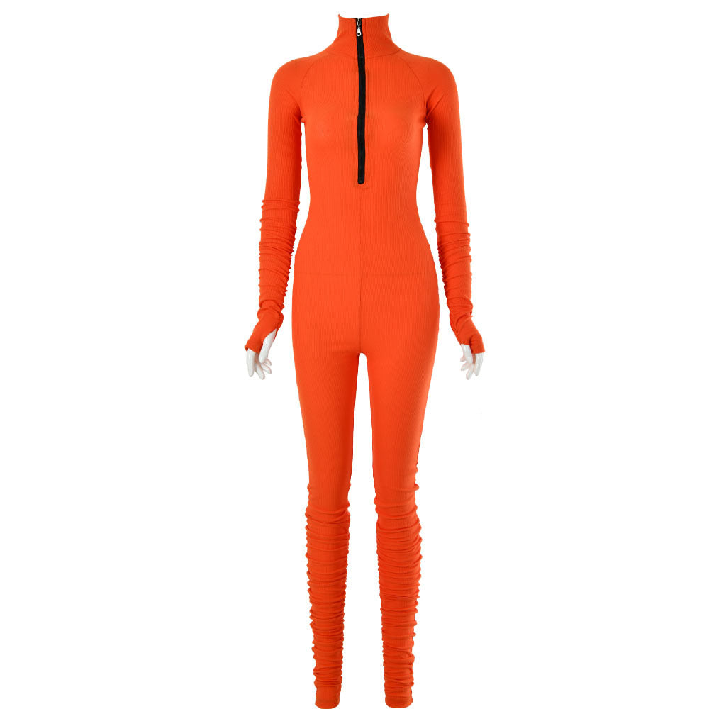 2025  hot-selling   explosion  new women's clothing sexy tight solid color jumpsuit one-piece delivery