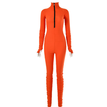 2025  hot-selling   explosion  new women's clothing sexy tight solid color jumpsuit one-piece delivery