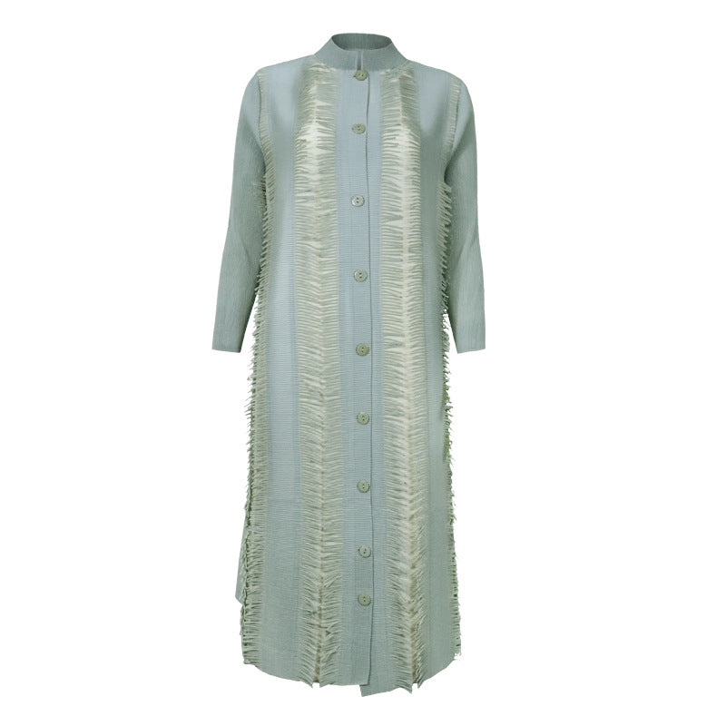 New women's clothing simple stand-up collar single-breasted fashionable and elegant dress slim-fitting and thin pleated women's pleated skirt clothing