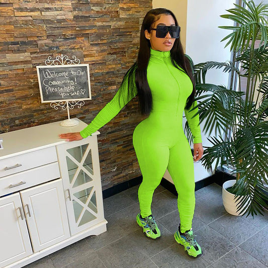 2025  hot-selling   explosion  new women's clothing sexy tight solid color jumpsuit one-piece delivery