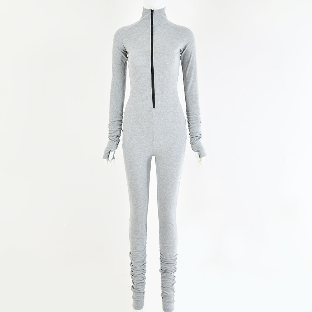2025  hot-selling   explosion  new women's clothing sexy tight solid color jumpsuit one-piece delivery