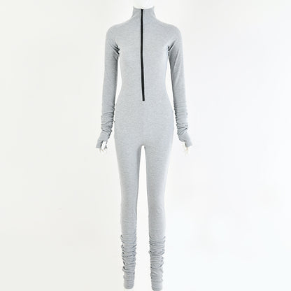 2025  hot-selling   explosion  new women's clothing sexy tight solid color jumpsuit one-piece delivery