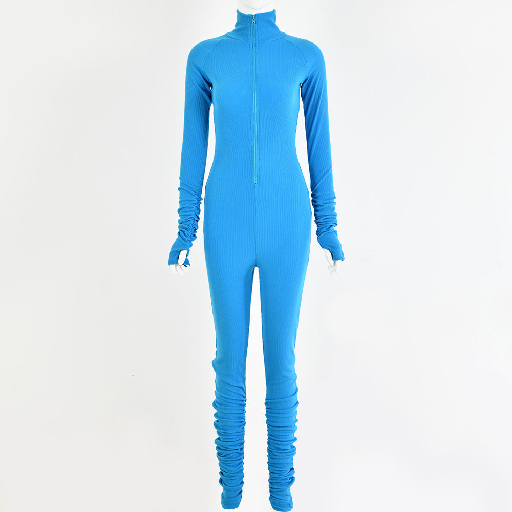 2025  hot-selling   explosion  new women's clothing sexy tight solid color jumpsuit one-piece delivery