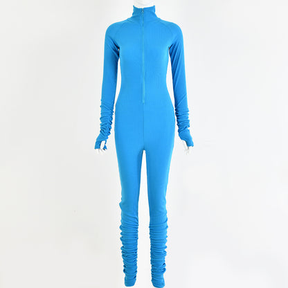 2025  hot-selling   explosion  new women's clothing sexy tight solid color jumpsuit one-piece delivery
