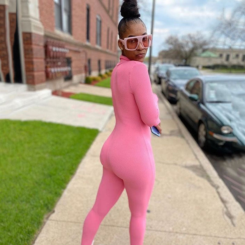 2025  hot-selling   explosion  new women's clothing sexy tight solid color jumpsuit one-piece delivery