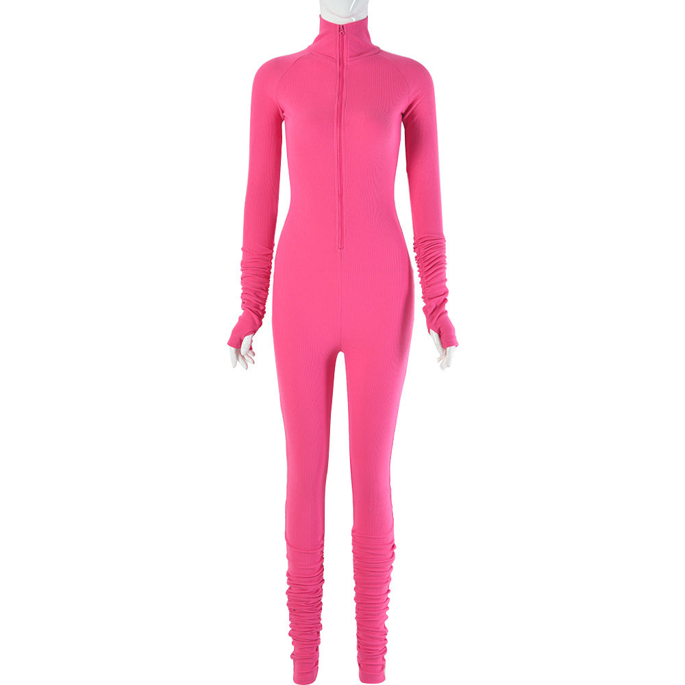 2025  hot-selling   explosion  new women's clothing sexy tight solid color jumpsuit one-piece delivery
