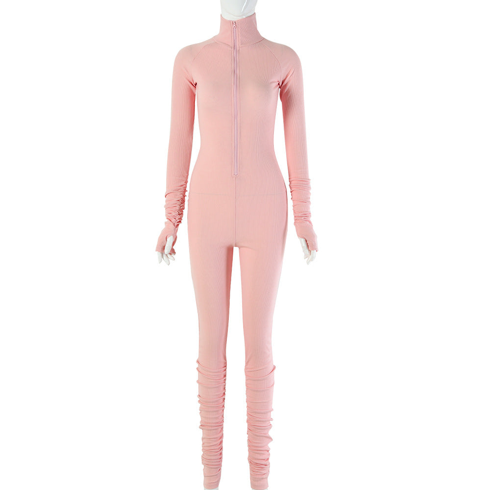 2025  hot-selling   explosion  new women's clothing sexy tight solid color jumpsuit one-piece delivery