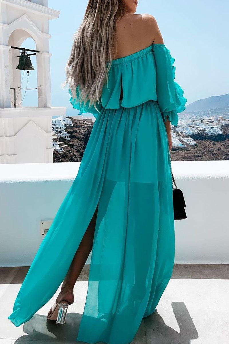 Fashion Elegant Solid Patchwork Off the Shoulder Irregular Dresses