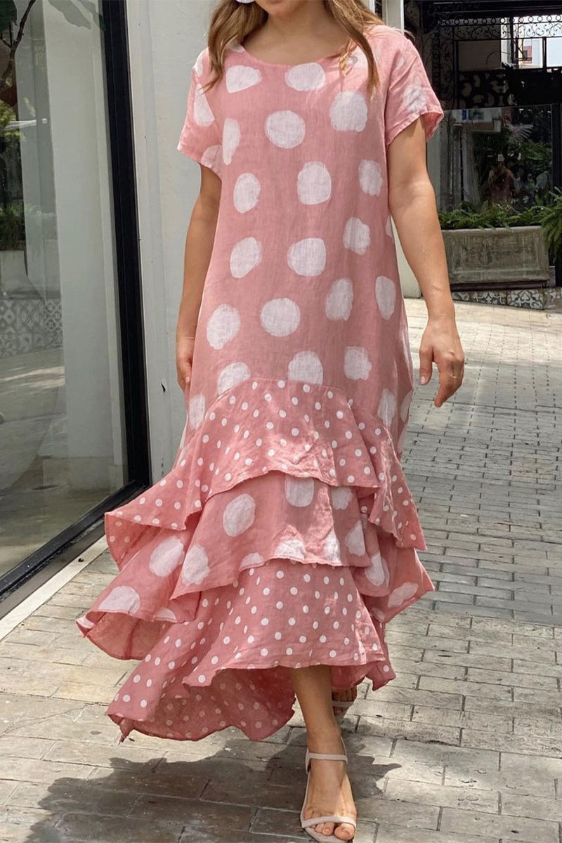 Casual Dot Patchwork Printed Dress Dresses(9 Colors)