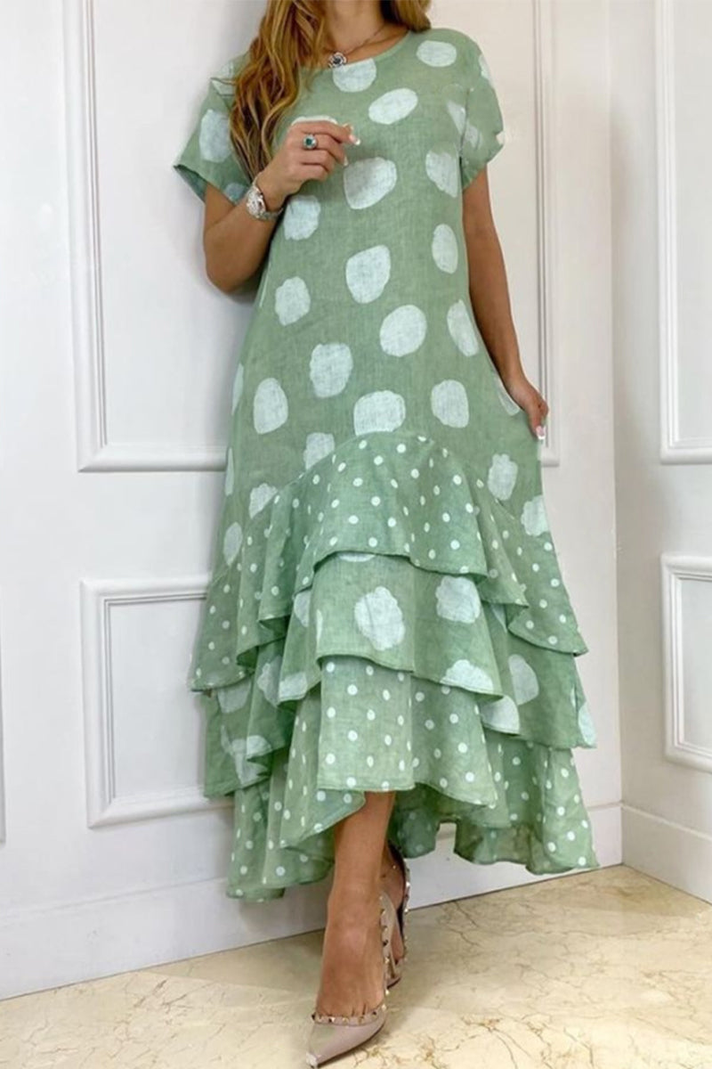 Casual Dot Patchwork Printed Dress Dresses(9 Colors)