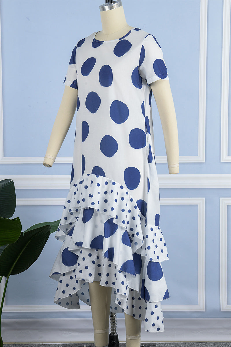 Casual Dot Patchwork Printed Dress Dresses(9 Colors)