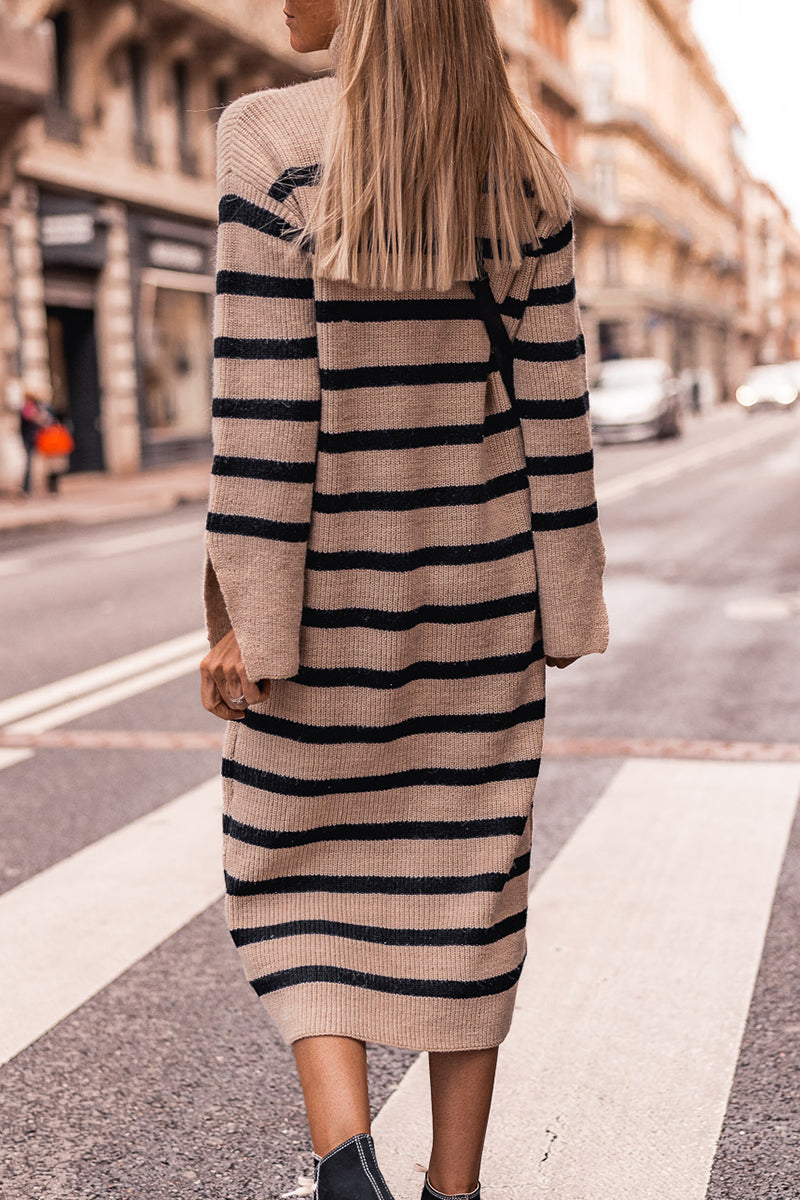 Casual Street Striped Patchwork Half A Turtleneck A Line Dresses