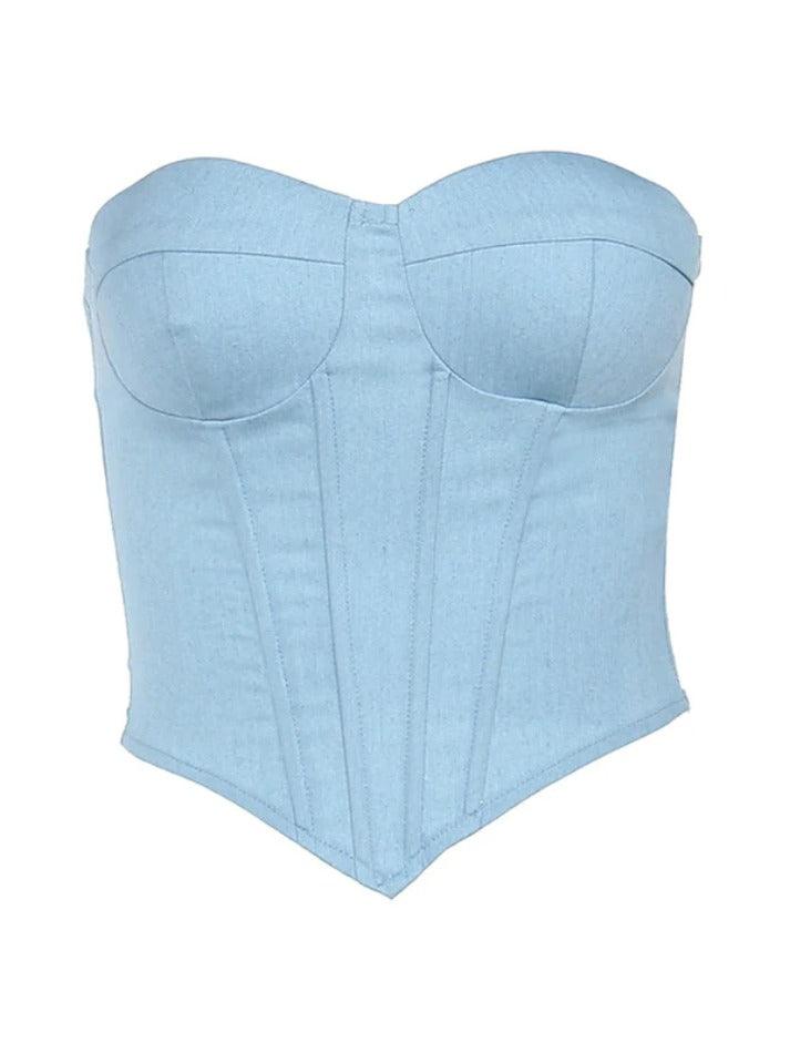 Solid Sweetheart Neck Corset Bandeau Top