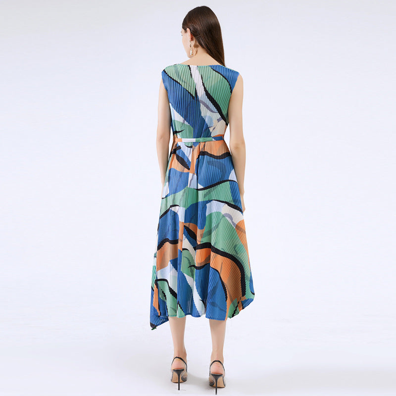 Miyake geometric dress 2025 new female  New summer fashion dress slim big swing dress