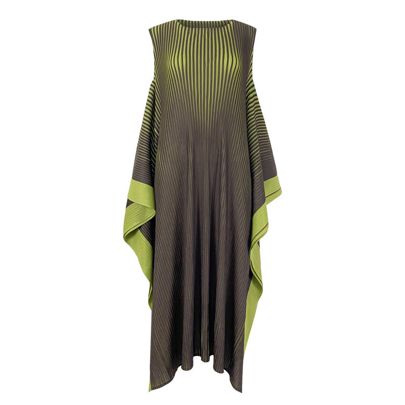 Miyake transfer dress women's 2025 summer new temperament light mature long dress loose and thin big pendulum round neck skirt