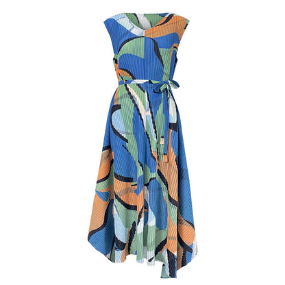 Miyake geometric dress 2025 new female  New summer fashion dress slim big swing dress