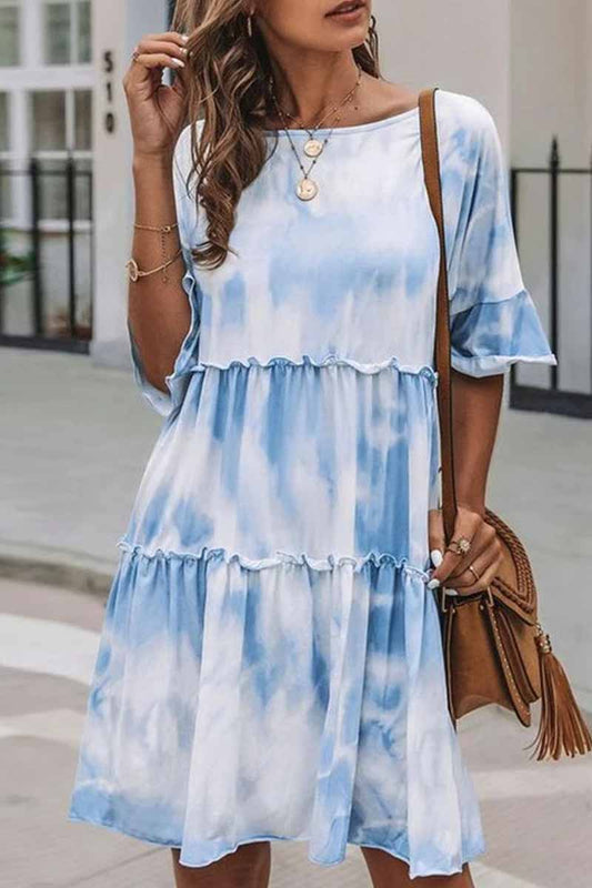 qgtao Cute Tie-dye Midi Dress