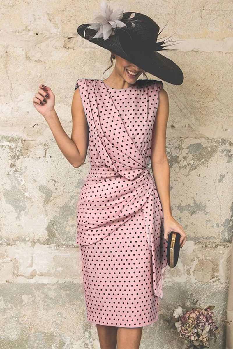 qgtao Sexy Polka Dot Pack Hip Sleeveless Midi Dress(4 Colors)