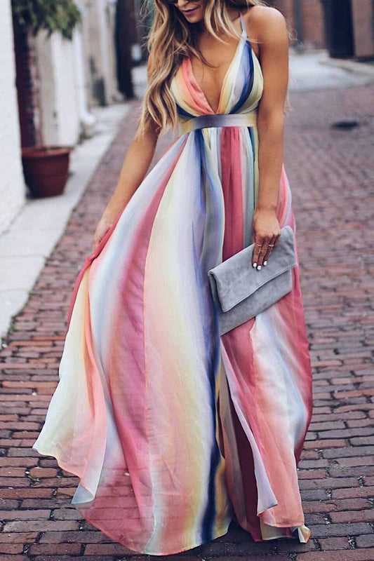 qgtao Sling Bohemian Print Maxi Dress