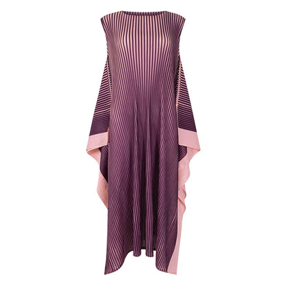 Miyake transfer dress women's 2025 summer new temperament light mature long dress loose and thin big pendulum round neck skirt