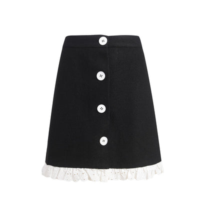 Celebrity Style  Lace Suit Jacket A-shaped Skirt Autumn and Winter popular New Product Set Women's Two-piece Set