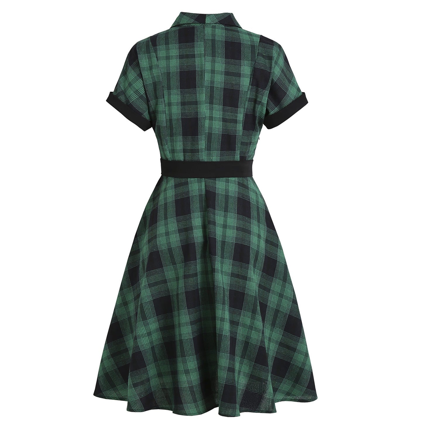 qgtao harajuku dress to impress Retro Hepburn Style Original Women's Clothing British Plaid Lapel Swing Dress Hot Sale