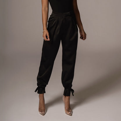2025  New women's clothing  spring and summer new sexy Spice Girls solid color trousers high waist straps small feet trousers