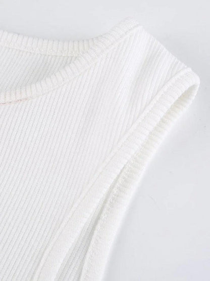 Logo Ribbed Cropped Tank Top