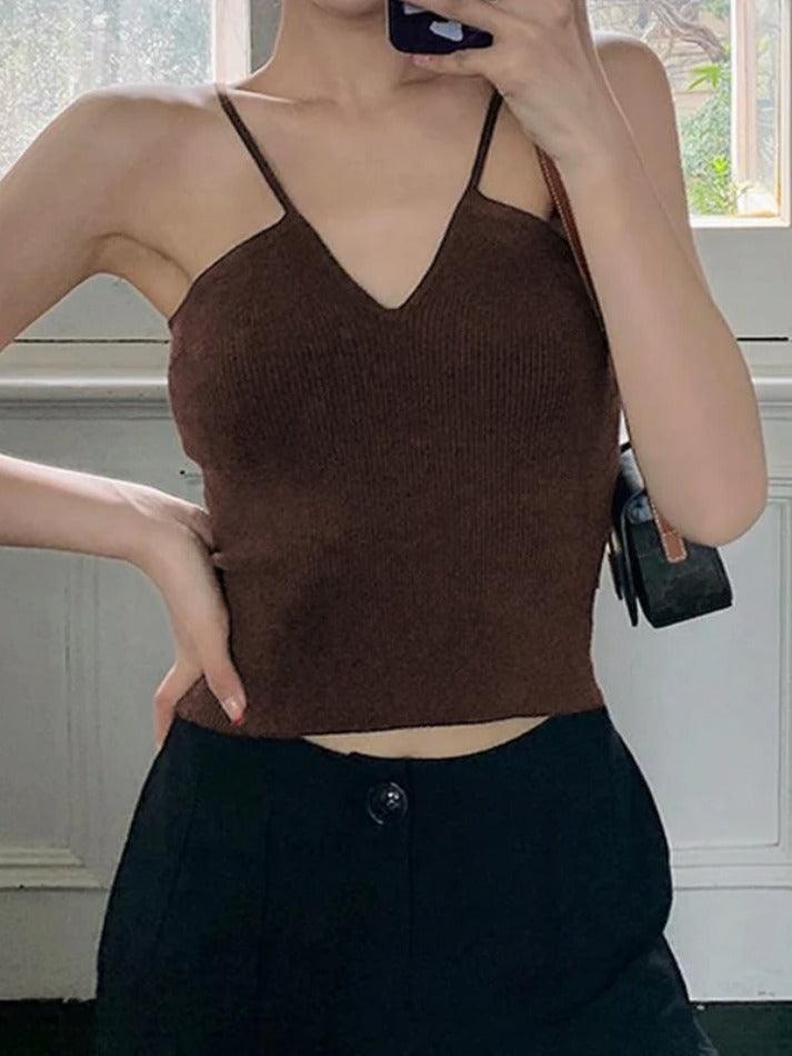 Solid V Neck Cami Top