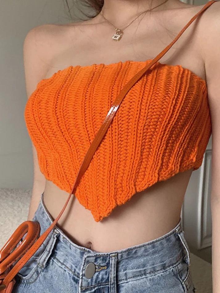 Solid Hanky Hem Knit Bandeau Top